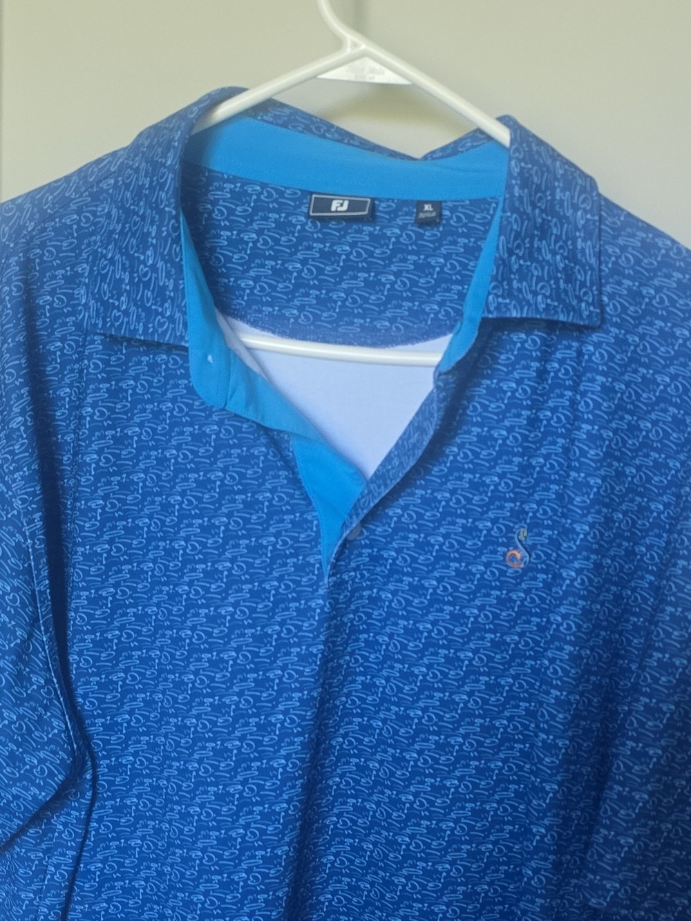 FootJoy Blue Patterned Men's Golf Polo Shirt
